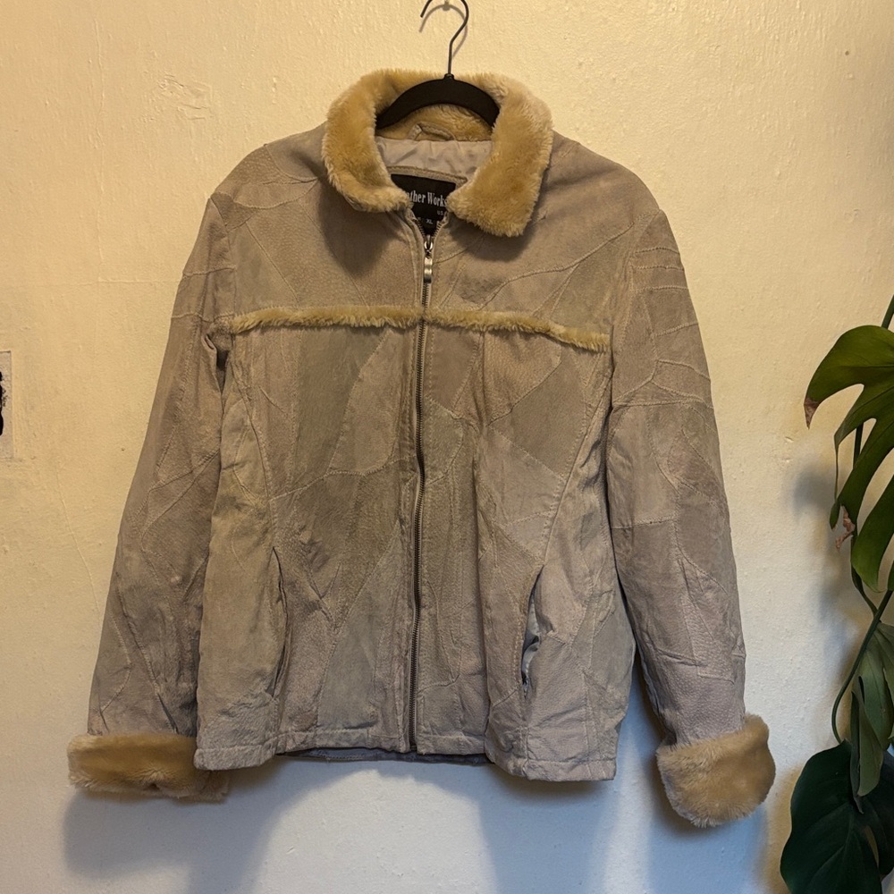 Tan Teddy Jacket with Faux Fur Trim